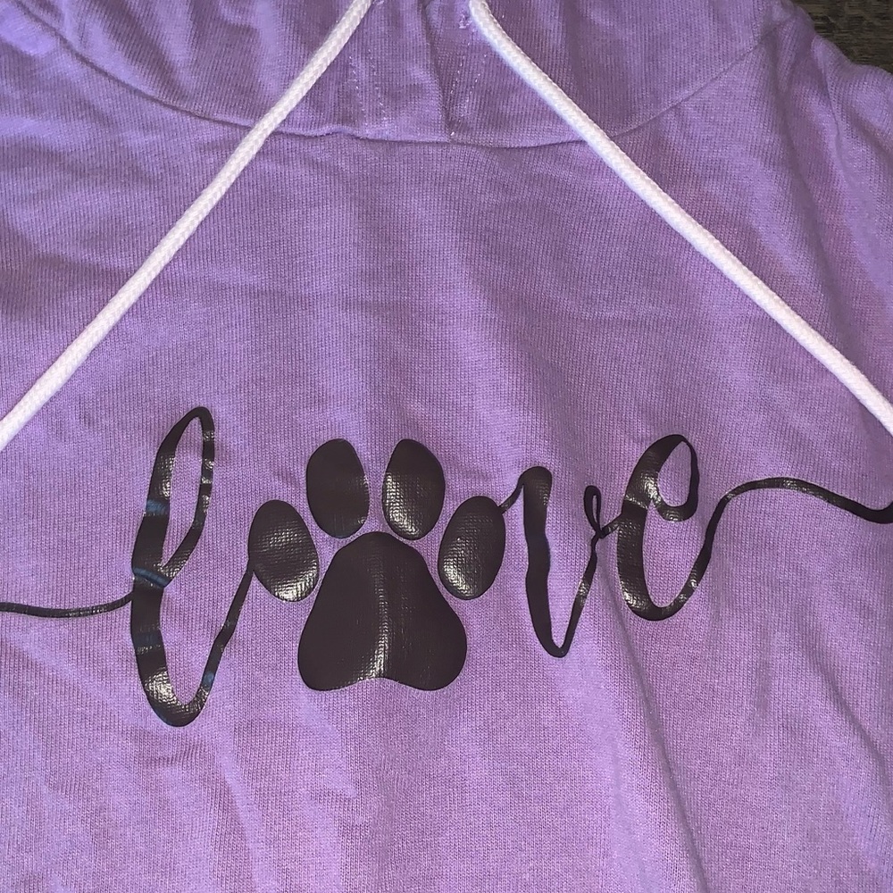 Lavender Love Paw Print🐾Cropped Hooded Sweatshirt - Picture 2 of 6